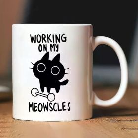 11oz Ceramic Coffee Mug with Humorous Gym Cat Design - "Working Out on My Meowcycles" - Perfect Gift for Fitness