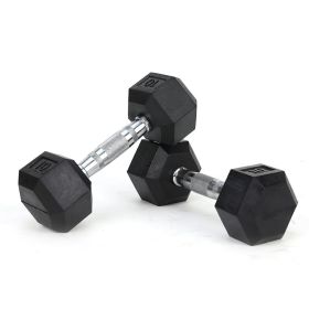 10LB 1-Pair(2pieces)HDRS Rubber Coated Solid Cast Iron Dumbbell with Contoured Chrome Handle, Hexagon Head