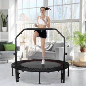 48" Foldable Mini Trampoline Max Load 300lbs, Fitness Rebounder with Adjustable Foam Handle, Exercise Trampoline for Adults Indoor/Garden Workout