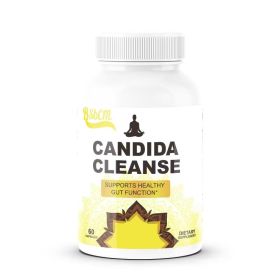Candida Cleanse 60 Capsules - Gut & Colon Support, Natural Herbs For Intestinal Detox, Anti Yeast Overgrowth - Oregano Leaf, Caprylic Acid, Black (Color: Yellow)