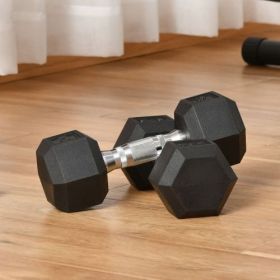 Soozier 2 x 15lbs Hex Dumbbell Set of 2, Rubber Weights Exercise Fitness Dumbbell with Non-Slip Handles, Anti-roll, for Women or Men Home Gym Wor (Color: multicolor)