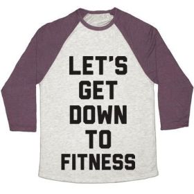 LET'S GET DOWN TO FITNESS UNISEX TRI-BLEND BASEBALL TEE (Style: Unisex Tri-Blend Baseball Tee, Size-Color: 3x-large-Oatmeal / Maroon)
