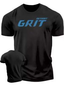 Men's Detroit Fighting T-shirt, Sports Running Fitness Short Sleeve T-Shirt (Color: Black, size: XXXL)