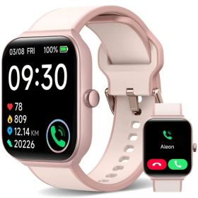 1.95-inch Smartwatch for Men & Women, Call Function, 100+ Sports Modes, Fitness Tracker & Pedometer, Android & iPhone Compatible, Perfect Family (Color: Cherry pink)
