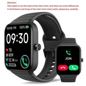 1.95-inch Smartwatch for Men & Women, Call Function, 100+ Sports Modes, Fitness Tracker & Pedometer, Android & iPhone Compatible, Perfect Family (Color: Inky black)