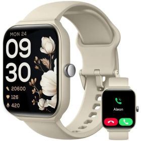 1.95-inch Smartwatch for Men & Women, Call Function, 100+ Sports Modes, Fitness Tracker & Pedometer, Android & iPhone Compatible, Perfect Family (Color: Light grey)