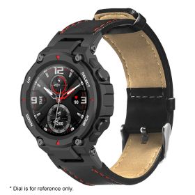 Replacement Leather Watch Strap Watch Band Compatible with Huami Amazfit T-Rex/T-Rex Pro Replacement Wrist Strap (Color: Black)